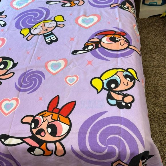FULL SIZE POWERPUFF GIRLS FLAT SHEET AND PILLOW CASE - Picture 10 of 11